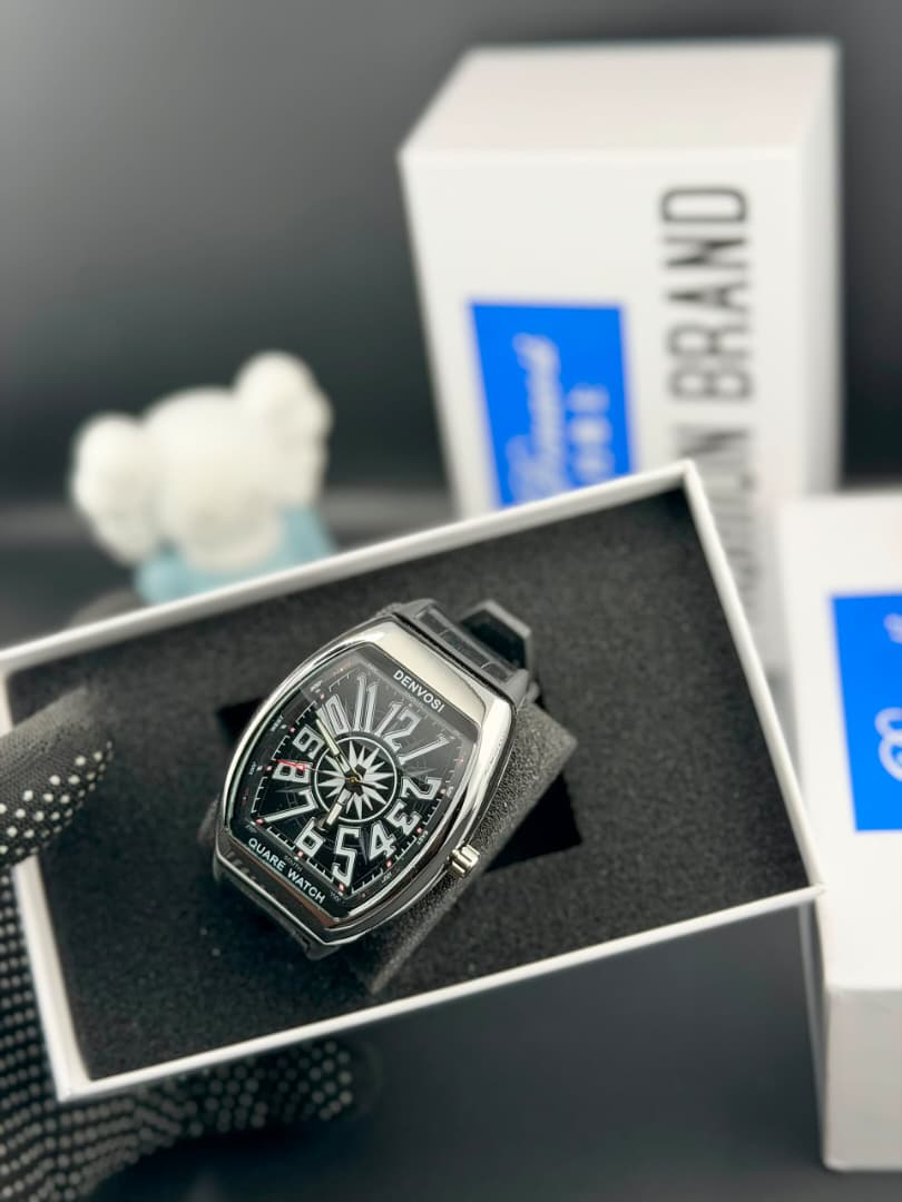 Denvosi Silver Black watch, side view